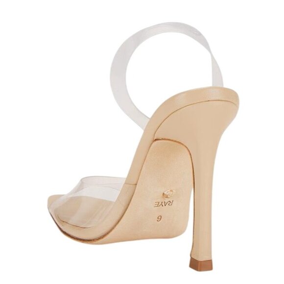 RAYE Candy High Heels in Nude 6.5 Womens Lucite PVC Sandals - Picture 2 of 12